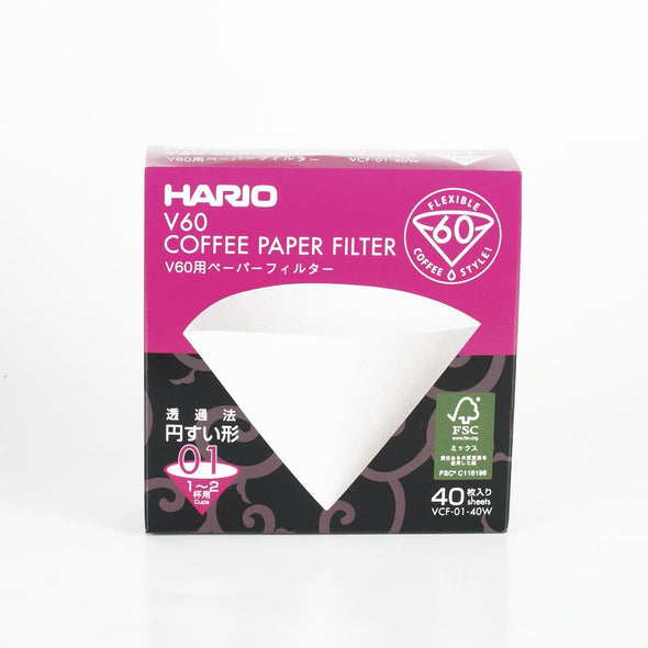 Hario V60 paper filter 01-40 pack Karajoz Coffee Company