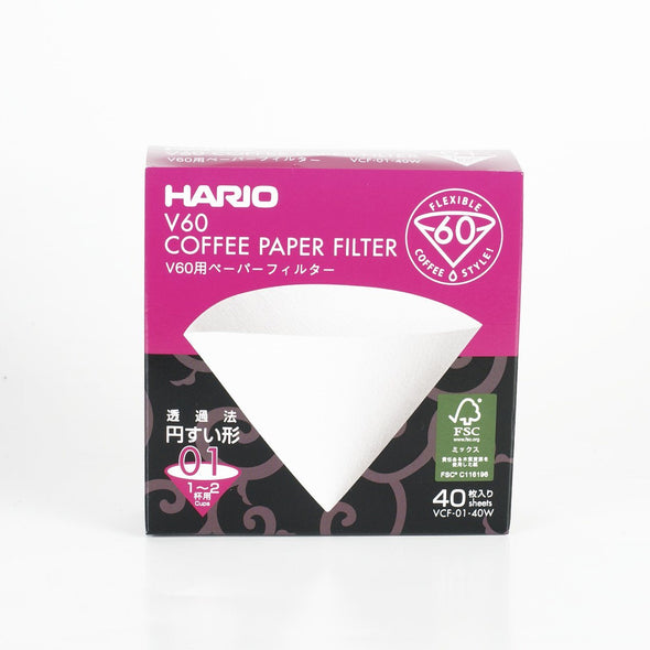 Hario V60 paper filter 01-40 pack Karajoz Coffee Company 